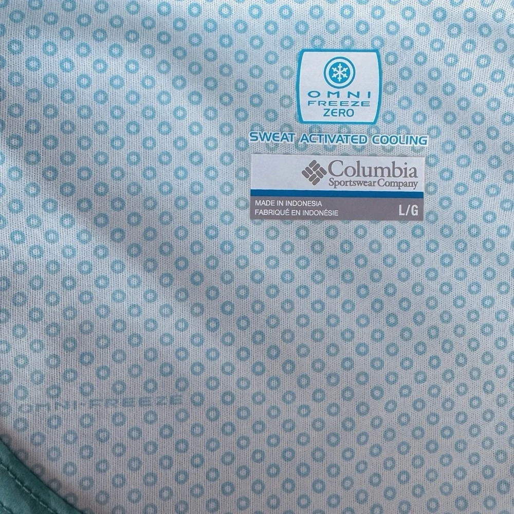 Columbia Omni-Freeze Zero Turquoise Blue Swirl Sleeveless Cool Active Dress LG - Picture 7 of 8